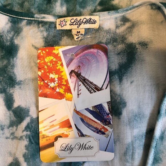 NWT LILY WHITE Top Women's Size Medium Green Tie Dye High Low Hem Sleeveless - Picture 6 of 10